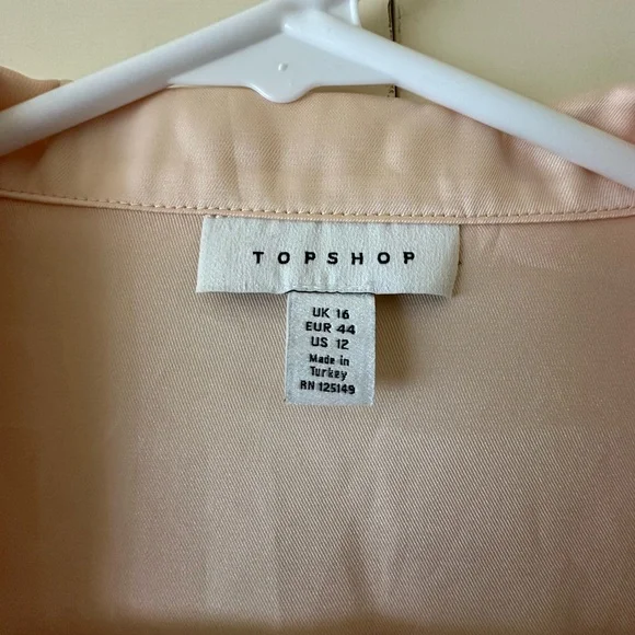 Pale Pink Topshop Button Down Blouse, Size 12 - Picture 3 of 6